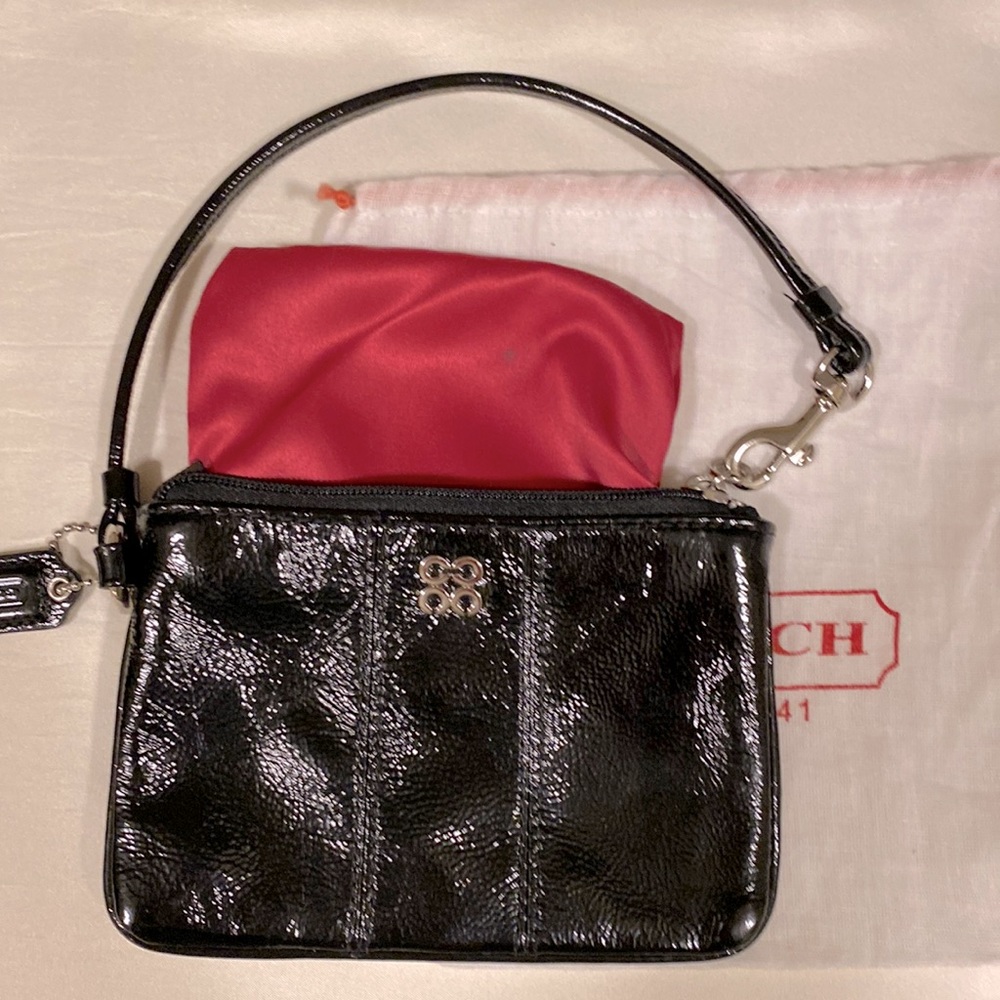 COACH black patent leather wristlet. Like NEW. - Picture 8 of 10